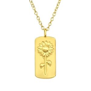 14k Gold Vermeil Tag Sunflower Necklace​